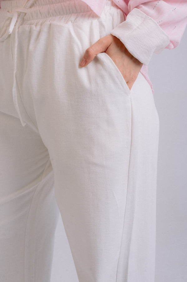 Pure Linen Pants — White