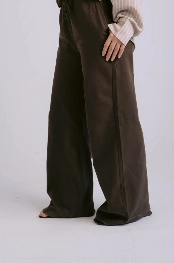 Pure Linen Pants — Brown