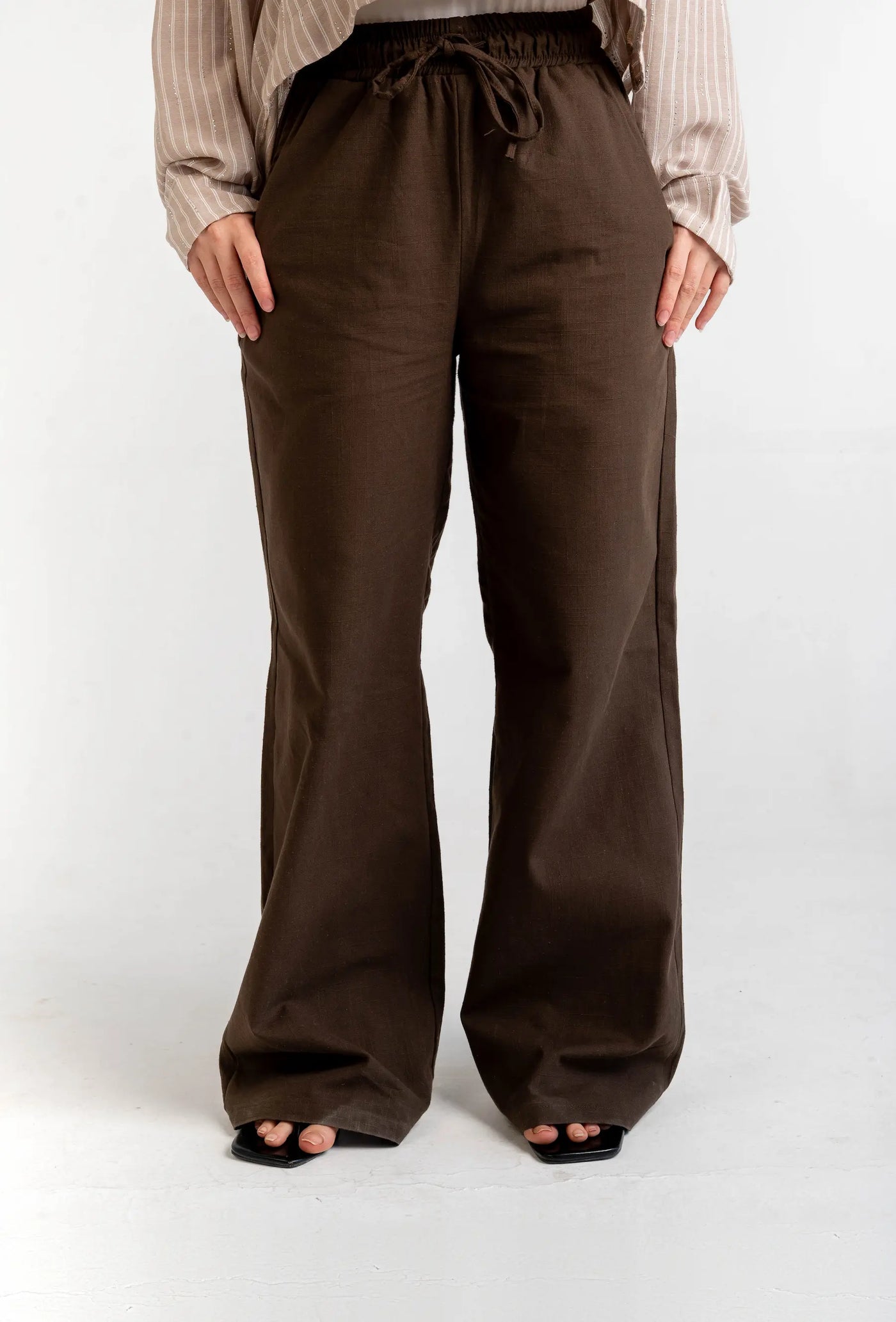 Pure Linen Pants — Brown