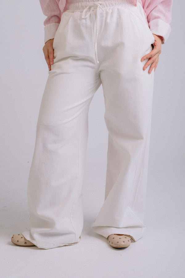 Pure Linen Pants — White